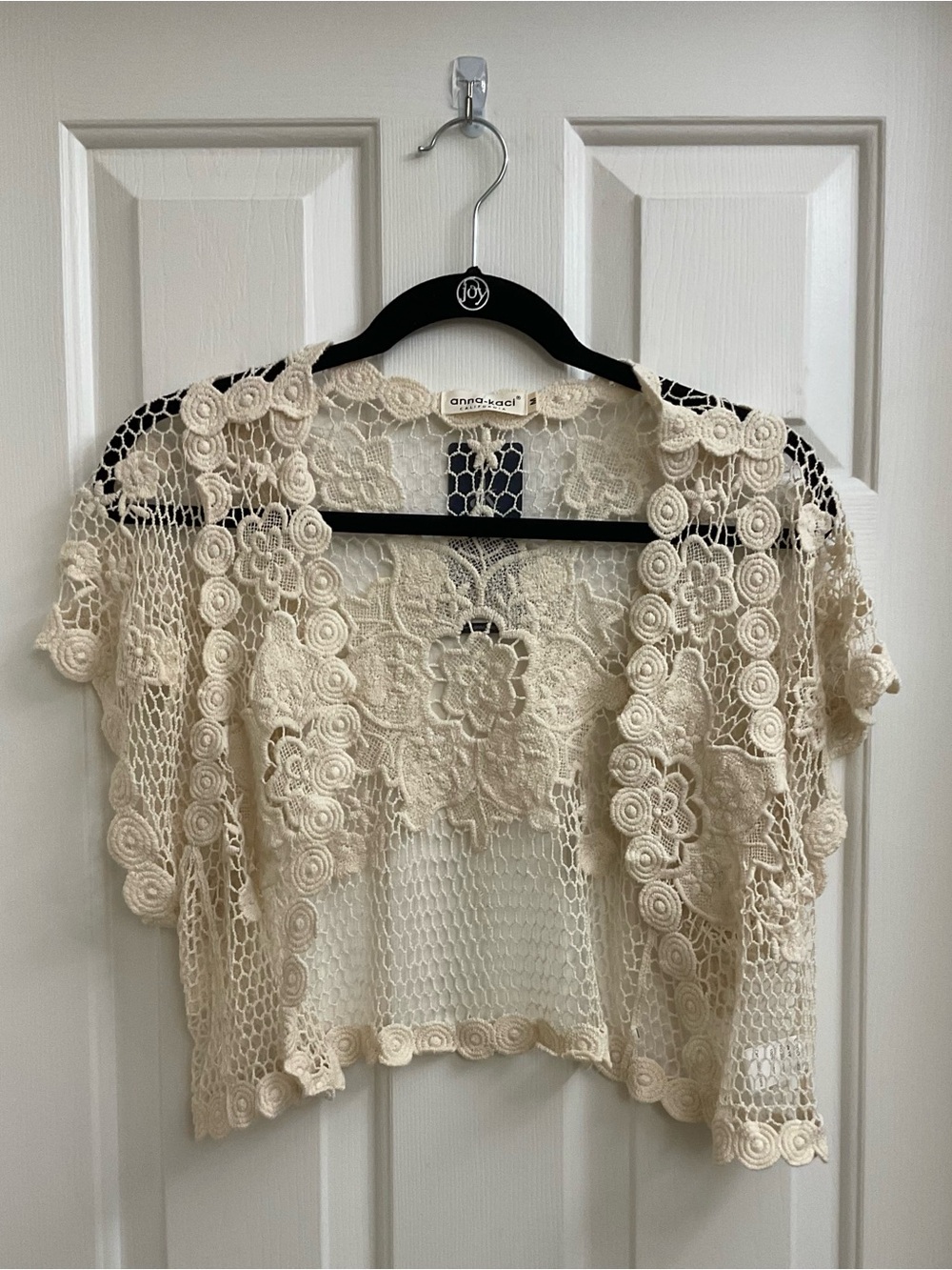 ANNA-KACI  Open Crochet Cotton Cardigan Size M NWT